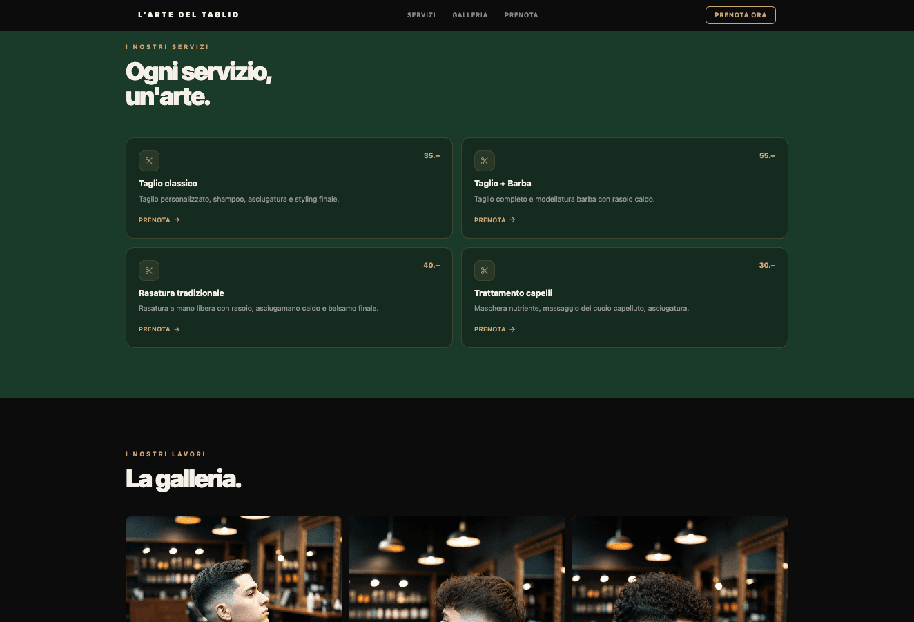 Lo stesso sito rifatto su misura da SQ Studio